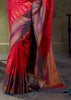 Raspberry Red Woven Banarasi Silk Saree
