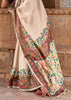 Light Beige Printed Silk Saree