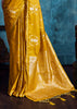 Ochre Yellow Woven Banarasi Satin Silk Saree