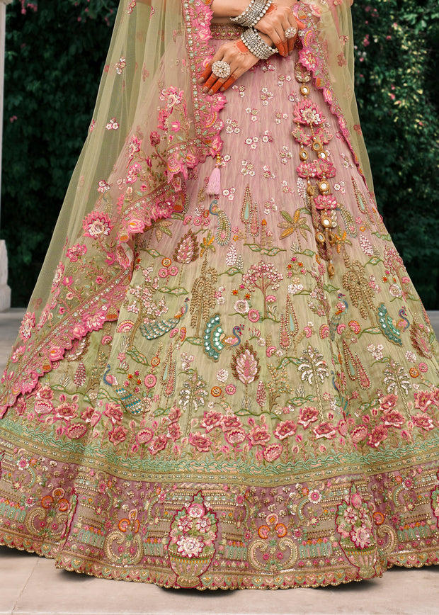 Pink Heavy Embroidered Designer Lehenga