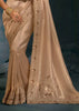 Classy Beige Embroidered Designer Tissue Saree