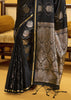 Pirate Black Banarasi Satin Silk Saree