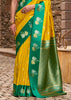 Yellow And Green Banarasi Satin Silk Saree