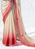 Multicolor Designer Organza Silk Saree With Printed Blouse