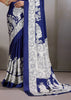 True Blue Printed Satin Silk Saree