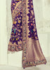 Purple Embroidered Georgette Bandhej Saree