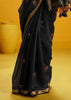 Black Woven Munga Cotton Silk Saree