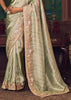 Mist Green Woven Embroidered Saree