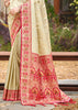 Beige And Red Woven Banarasi Silk Saree