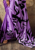 Lavender Purple Printed Satin Silk Saree