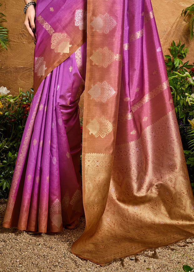 Orchid Purple Woven Banarasi Silk Saree