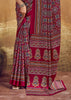 Beet Red Printed Satin Silk Saree