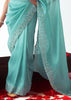 Angel Blue Embroidered Designer Tissue Saree