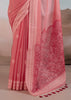 Flamingo Pink Woven Cotton Saree