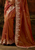 Rust Orange Embroidered Tissue Saree