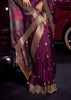 “Exclusive Offer” : Wine Purple Woven Banarasi Silk Saree With Embroidered Blouse