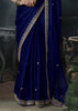 Navy Blue Embroidered Designer Saree