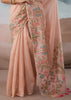 Peach Pink Woven Tissue Silk Saree