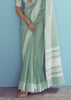 Haze Blue Woven Linen Silk Saree