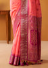 Peach Pink Woven Banarasi Cotton Silk Saree