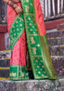 Peach Pink Woven Banarasi Silk Saree