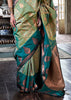 Emerald & Sage Green Dual Tone Bronze Zari Woven Banarasi Silk Saree