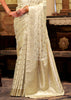 Snow White Woven Banarasi Sain Silk Saree
