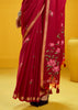 Festive Red Woven Munga Cotton Silk Saree