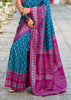 Teal Blue Woven Soft Silk Saree