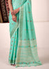 Mint Green Woven Linen Silk Saree