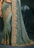 Cloud Grey Embroidered Designer Tissue Saree