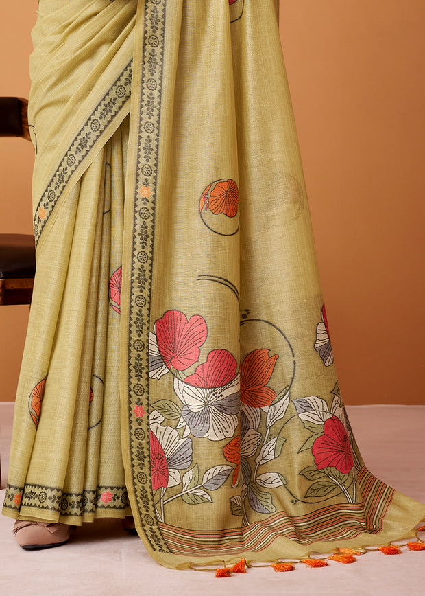 Lily Green Woven Cotton Saree