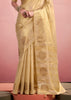 Cream Beige Woven Tissue Silk Saree