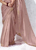 Mauve Designer Organza Silk Saree With Printed Blouse