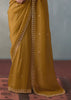 Mustard Yellow Embroidered Silk Saree With Heavy Blouese