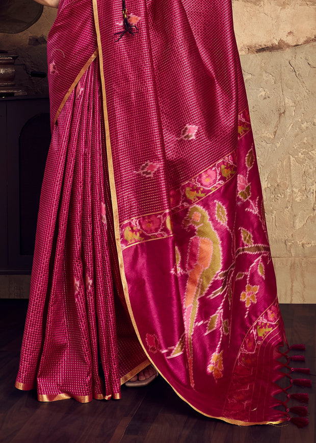 Wine Purple Woven silk saree