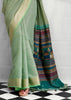Mist Green Woven Linen Cotton Silk Saree
