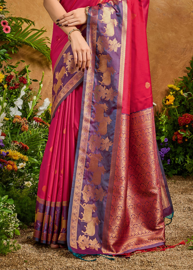 Scarlet Red Woven Banarasi Silk Saree