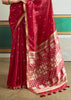 Flame Red Woven Tussar Silk Saree