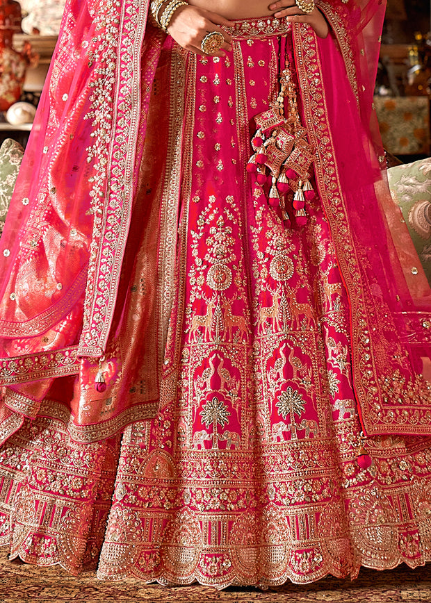 Rani Pink Heavy Embroidered Designer Lehenga