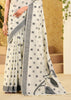 Lily White Woven Linen Silk Saree