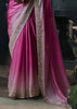 Magenta Pink Embroidered Designer Saree