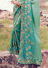 Sea Green Woven Embroidered Tissue Silk Saree