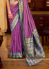 Lavender Purple Woven Banarasi Soft Silk Saree