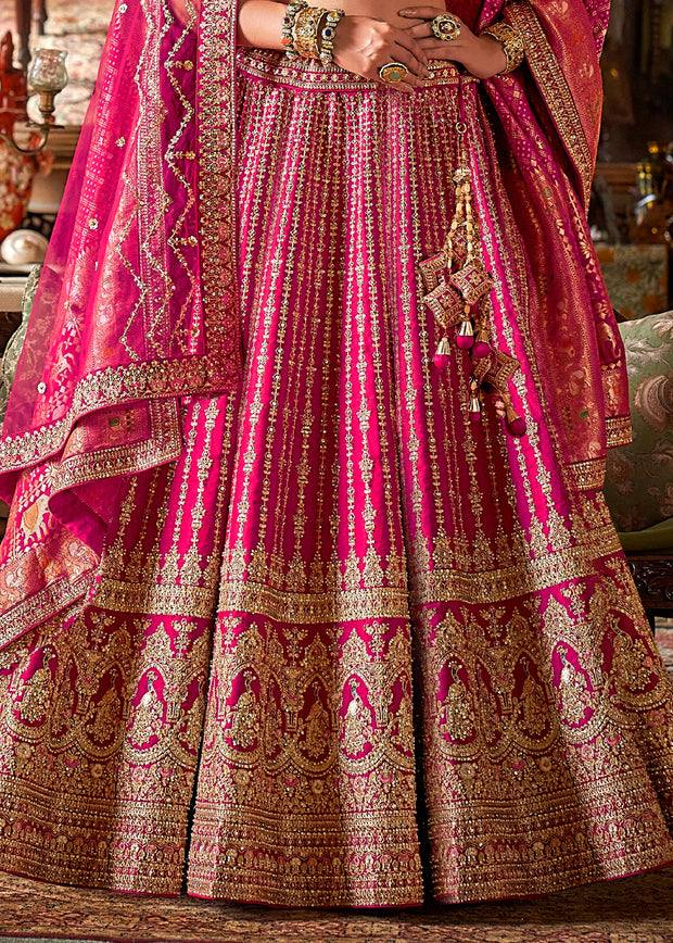 Fuchsia Pink Heavy Embroidered Designer Lehenga
