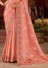 Gajari Pink Embroidered Tissue Designer Saree