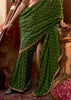 “Exclusive Offer” : Medium Green Woven Designer Embroidered Silk Saree With Contrast Blouse