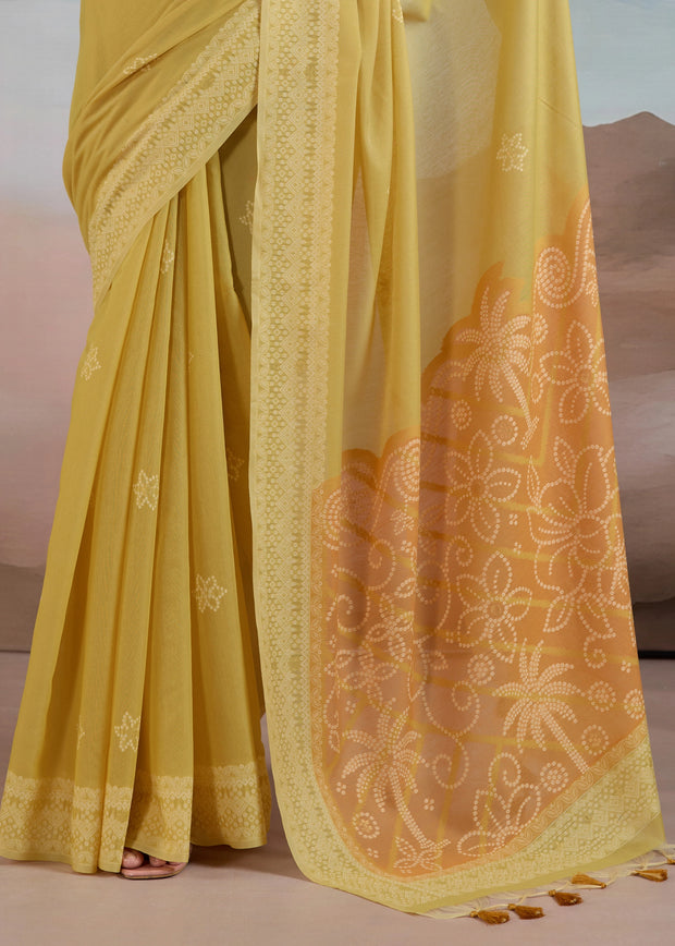 Aurora Yellow Woven Cotton Saree