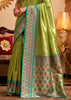 Lime Green Woven Banarasi Tissue Silk Saree