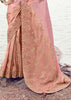 Pink & Peach Woven Embroidered Tissue Organza Saree